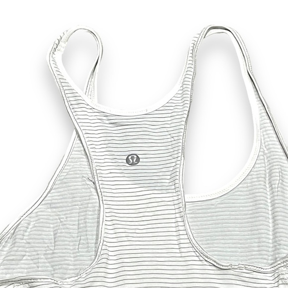 LULULEMON racerback tank top size 6 grey white stripes - Picture 4 of 4